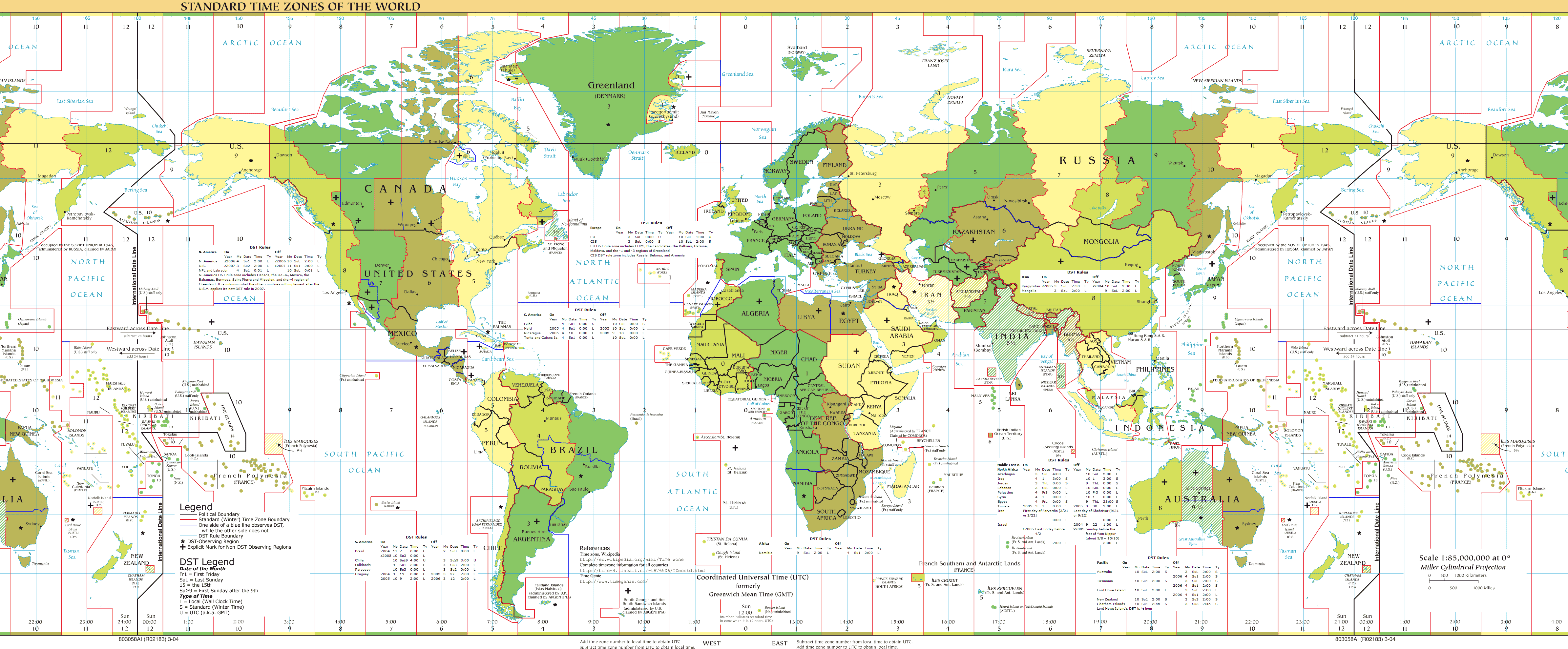 Monde Standard Fuseau Horaires Carte