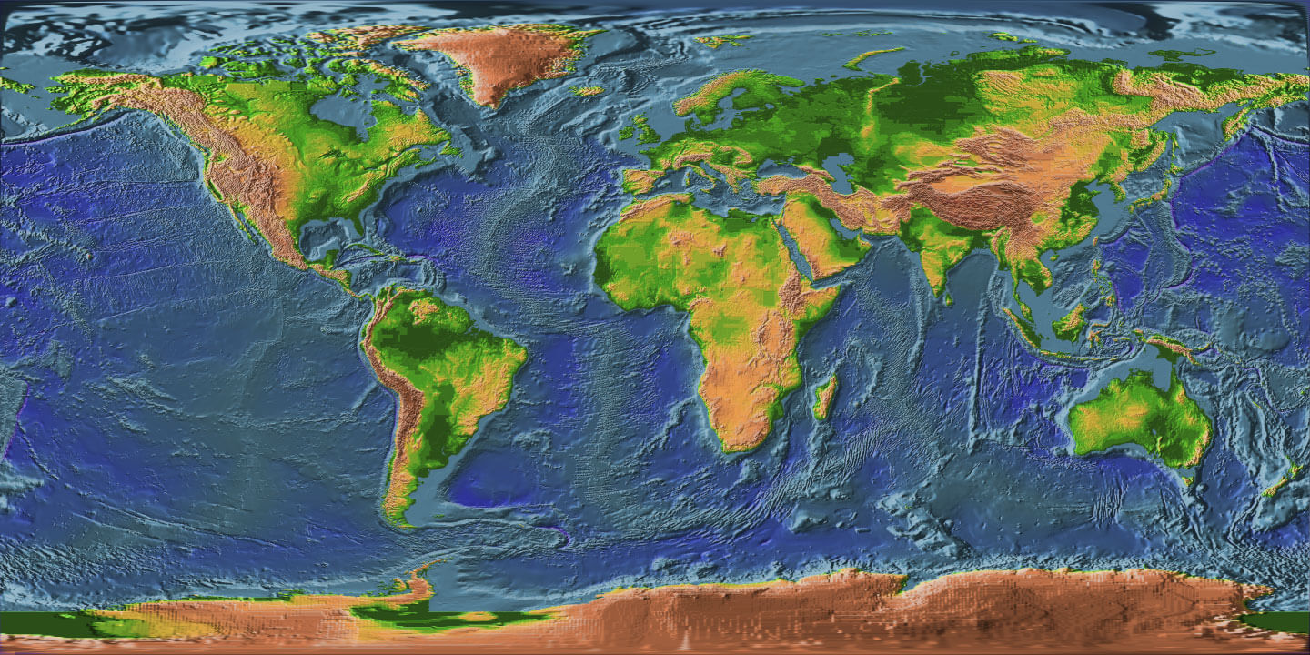Monde Topographic Carte