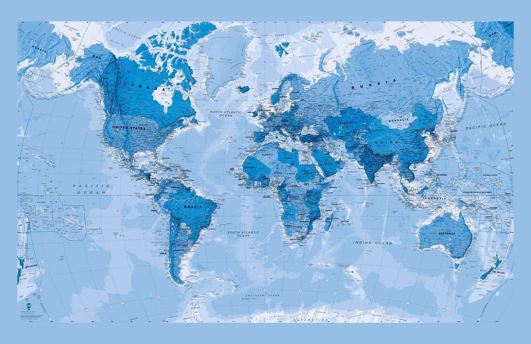 Fond ecran carte du Monde bleue