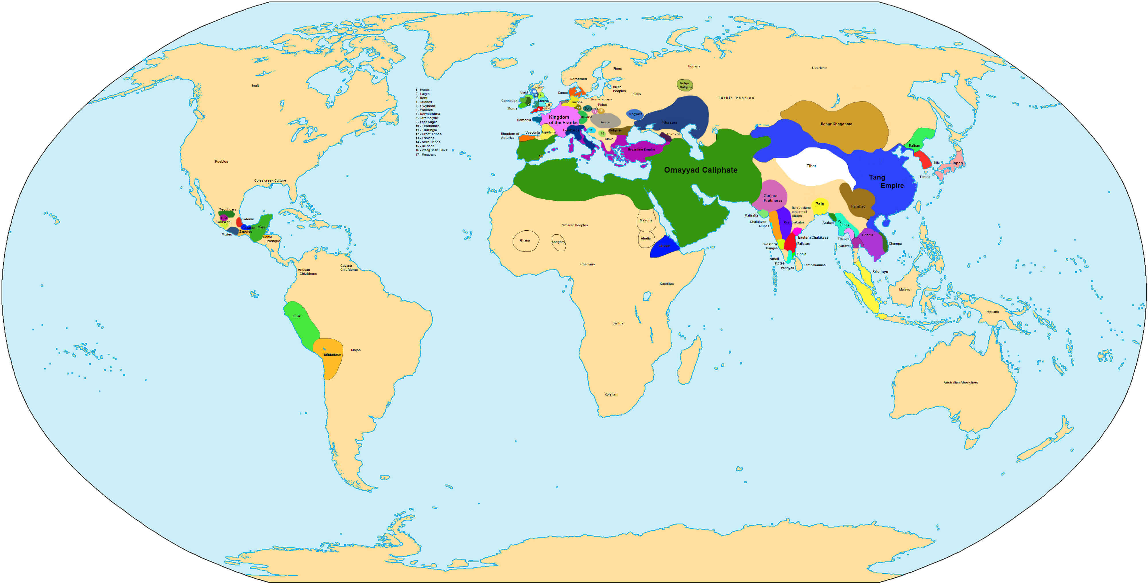 Carte des pays du Monde en 750