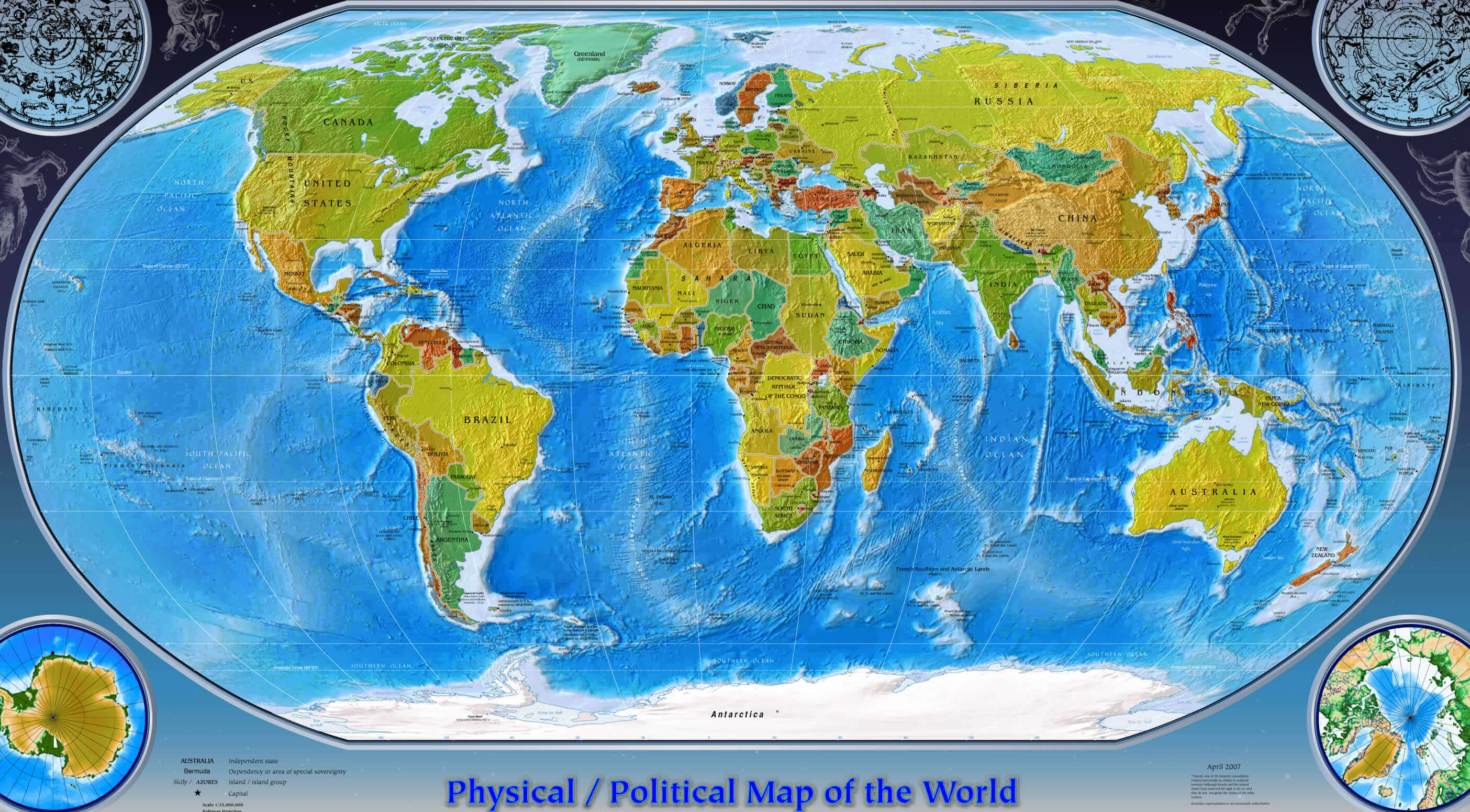 Carte du relief des pays du Monde