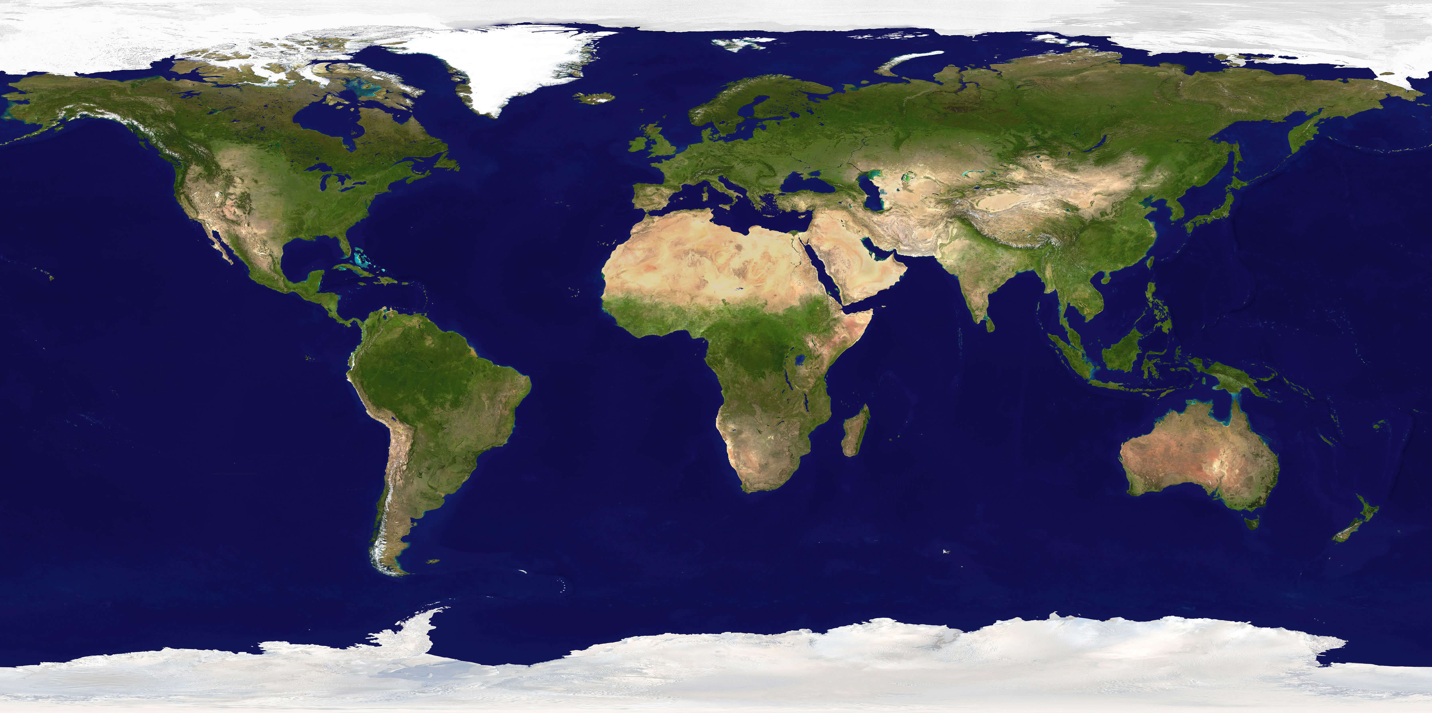 Carte satellite des pays du Monde