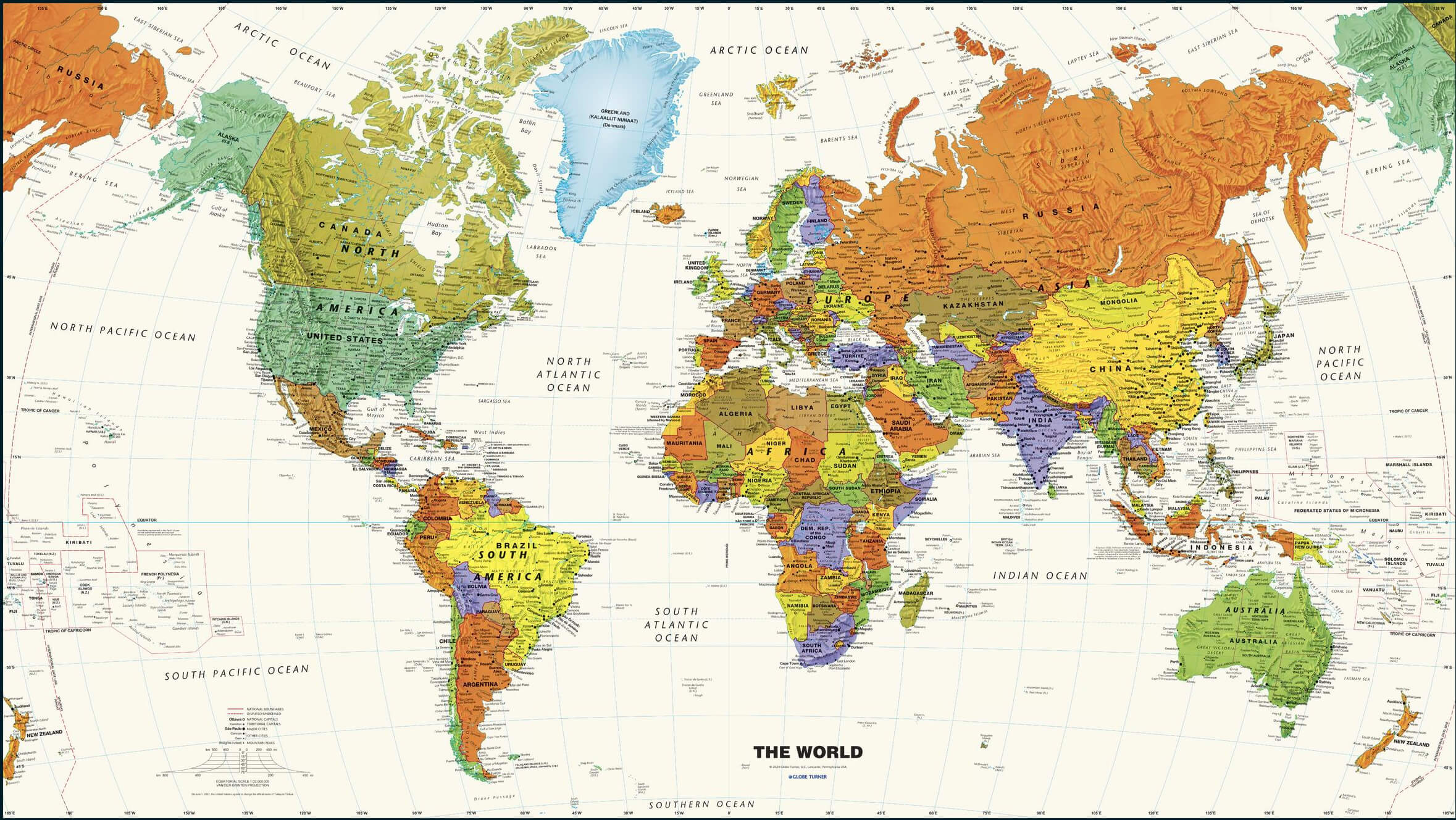 Carte topographique des pays du Monde