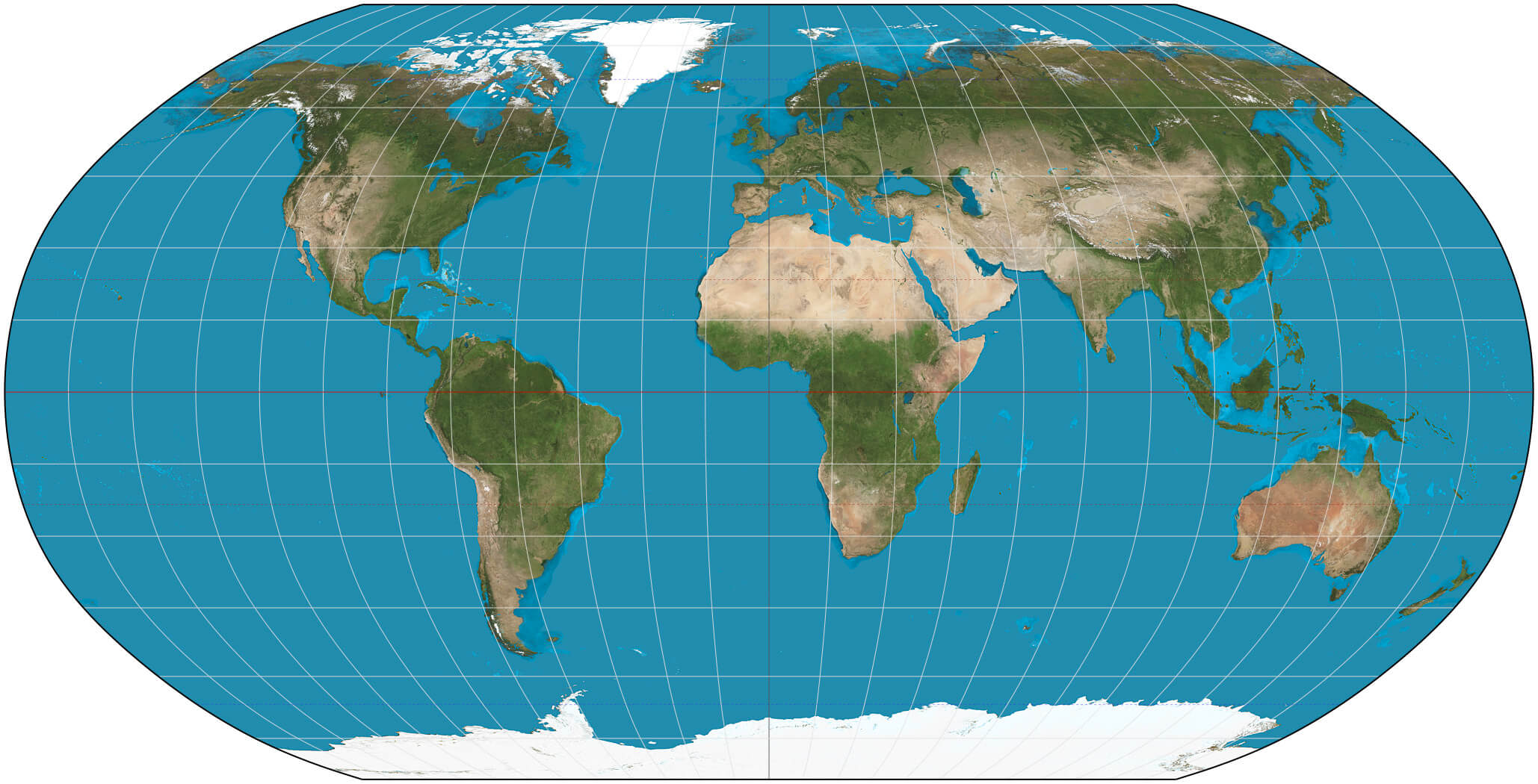 Carte physique du Monde style national geographic