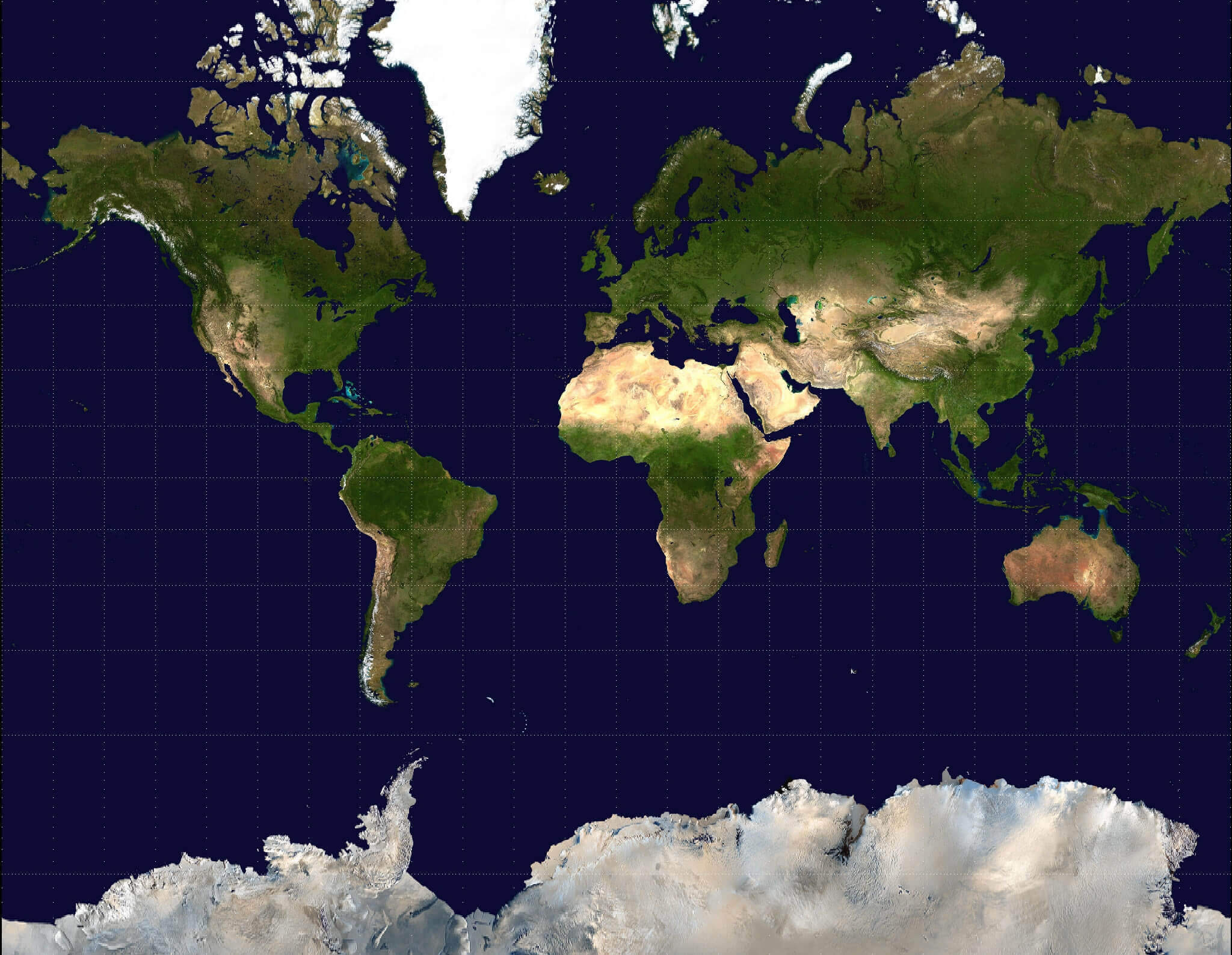 Carte physique et satellite du Monde vierge