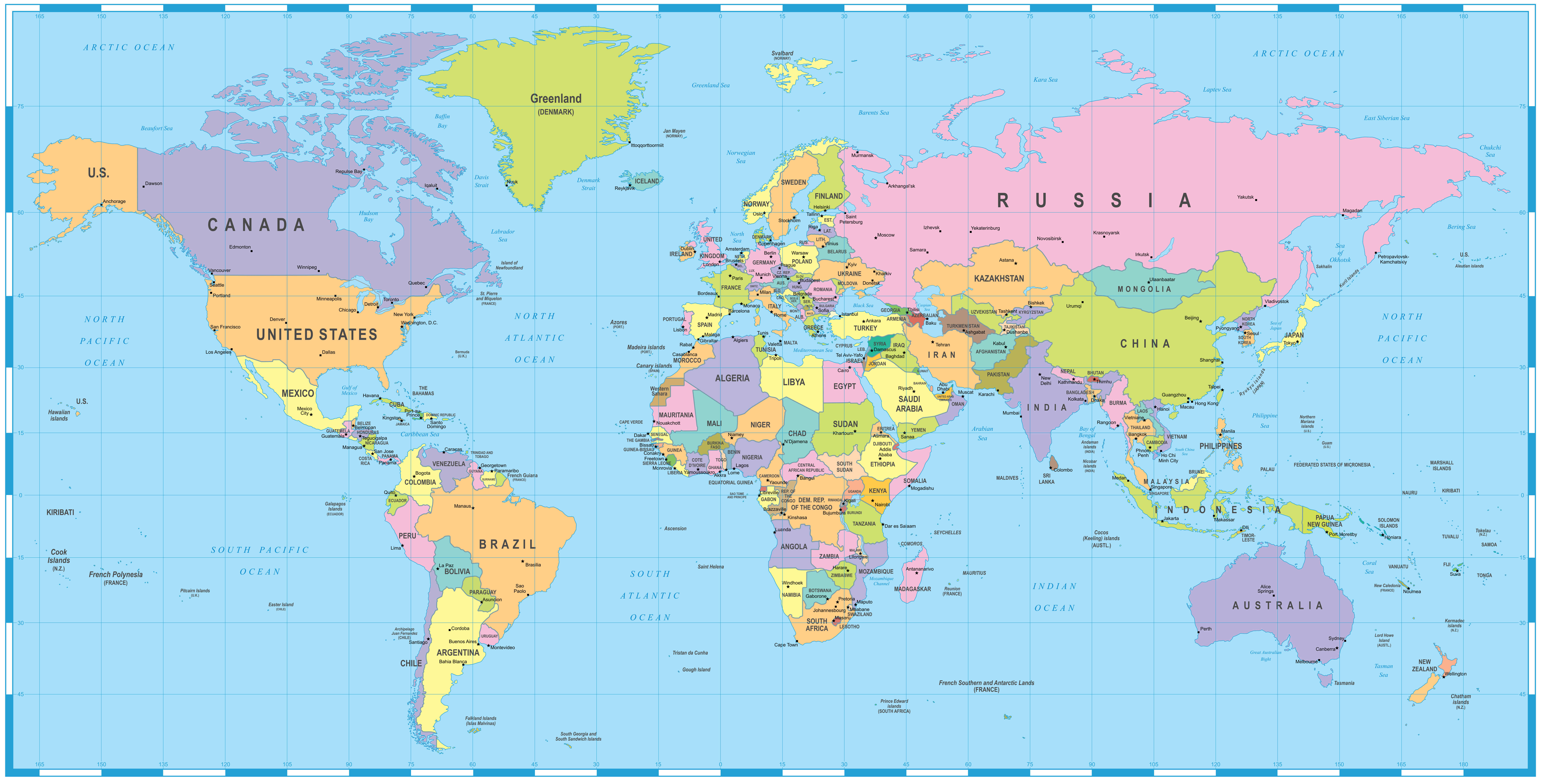 Carte nationale et politique du Monde
