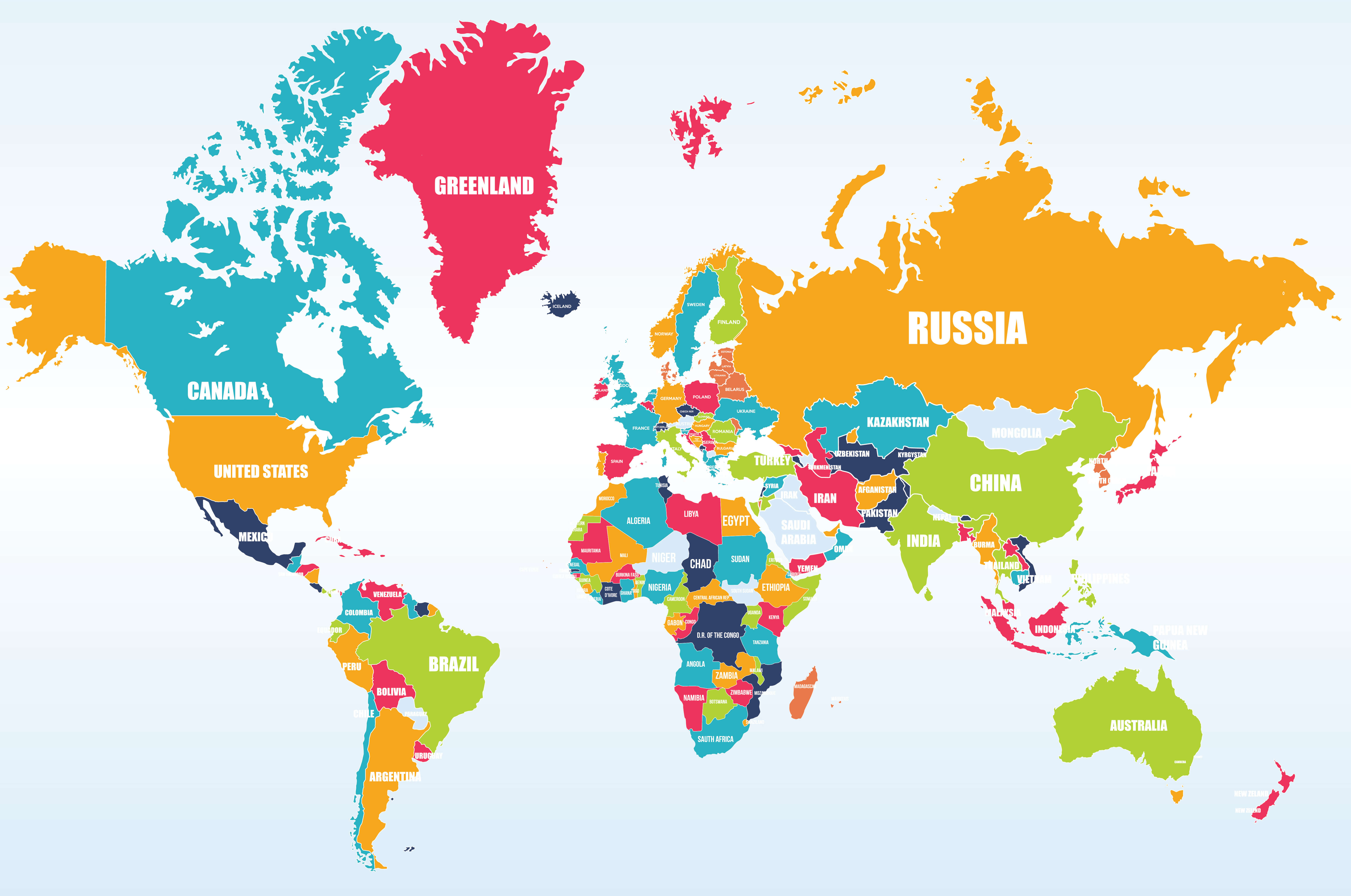 Carte politique des pays du Monde par pays