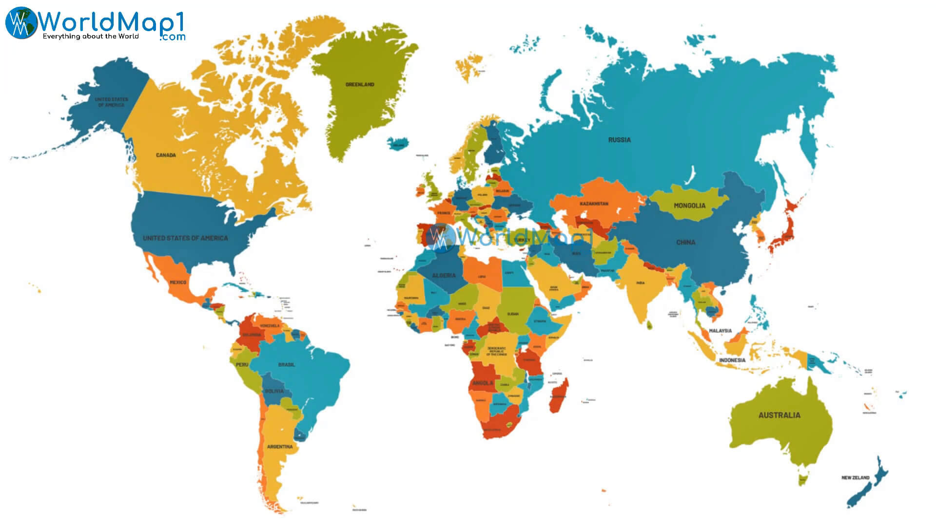 Carte politique du Monde avec frontieres des pays