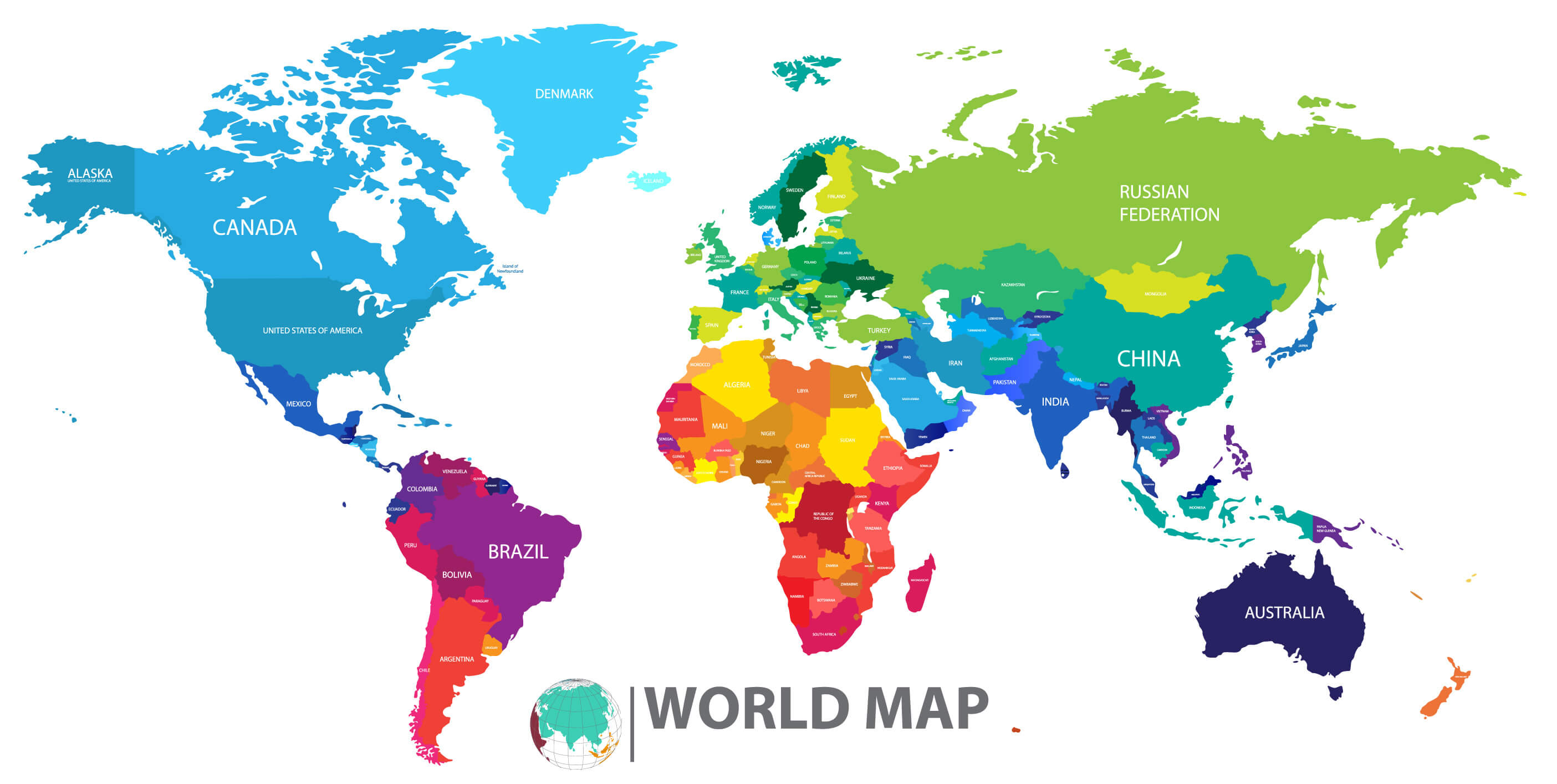 Carte politique du Monde avec frontieres nationales