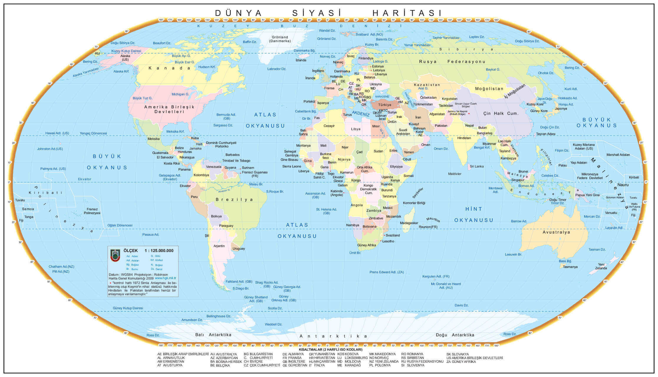 Carte politique du Monde en Turc