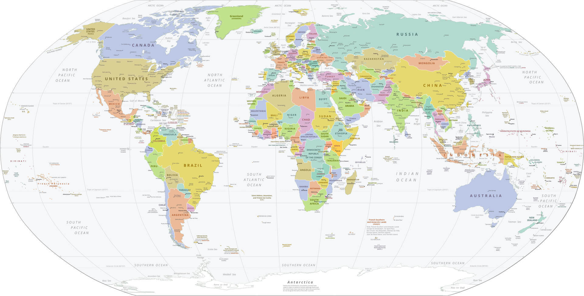 Carte politique du Monde par pays
