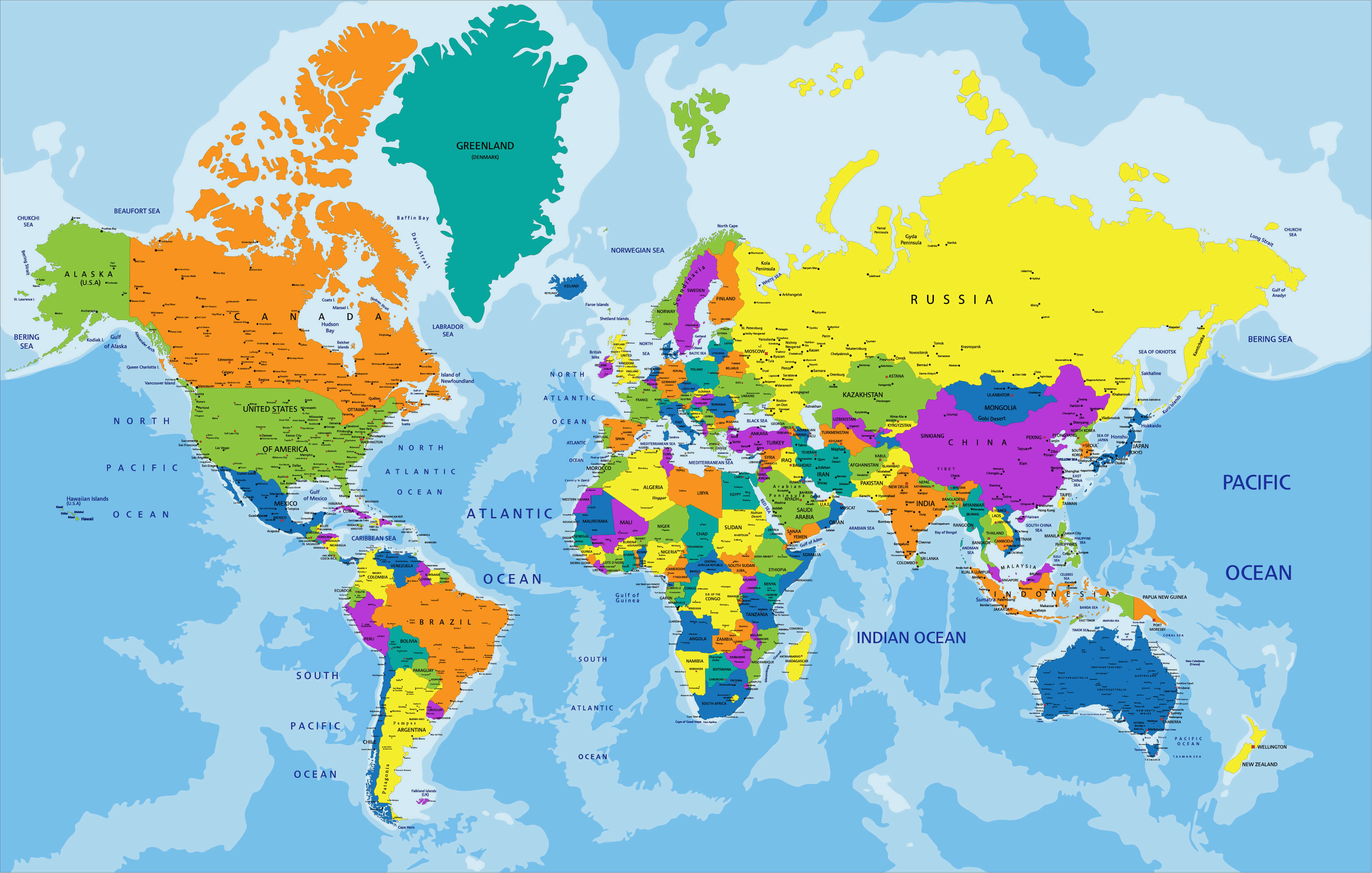 Carte politique des pays du monde