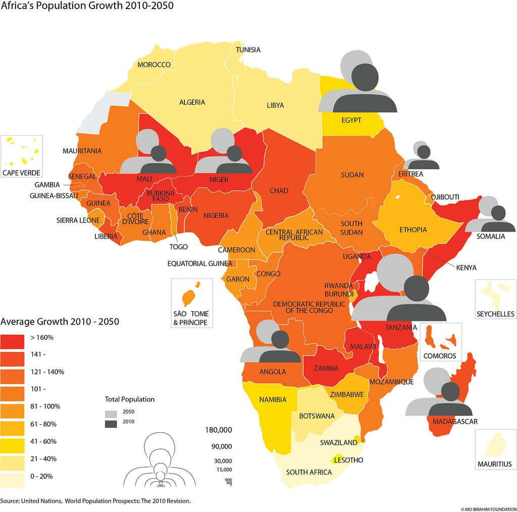 Carte croissance population Afrique 2010 2050