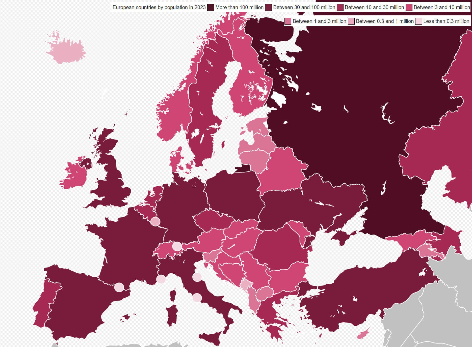 Carte pays europe par population 2023