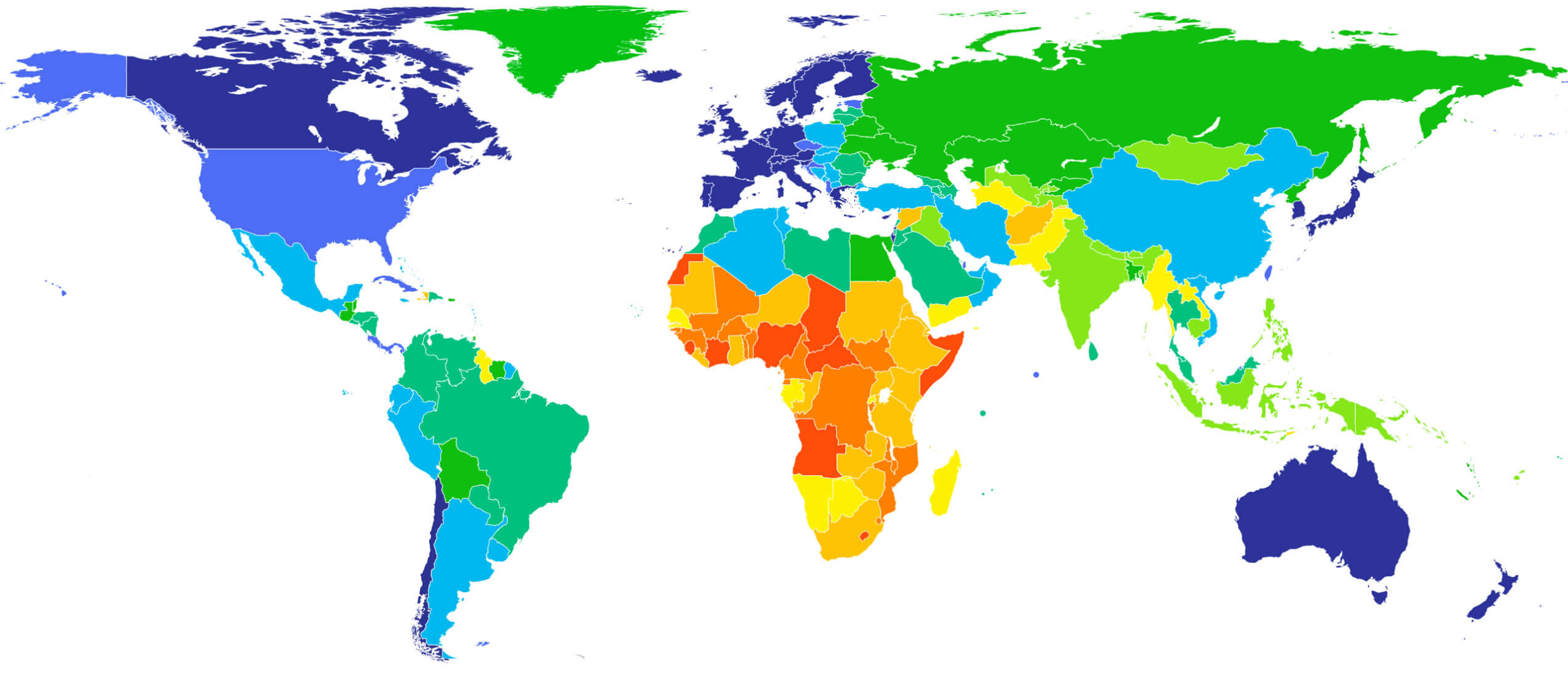 Esperance de vie par pays en annees Monde