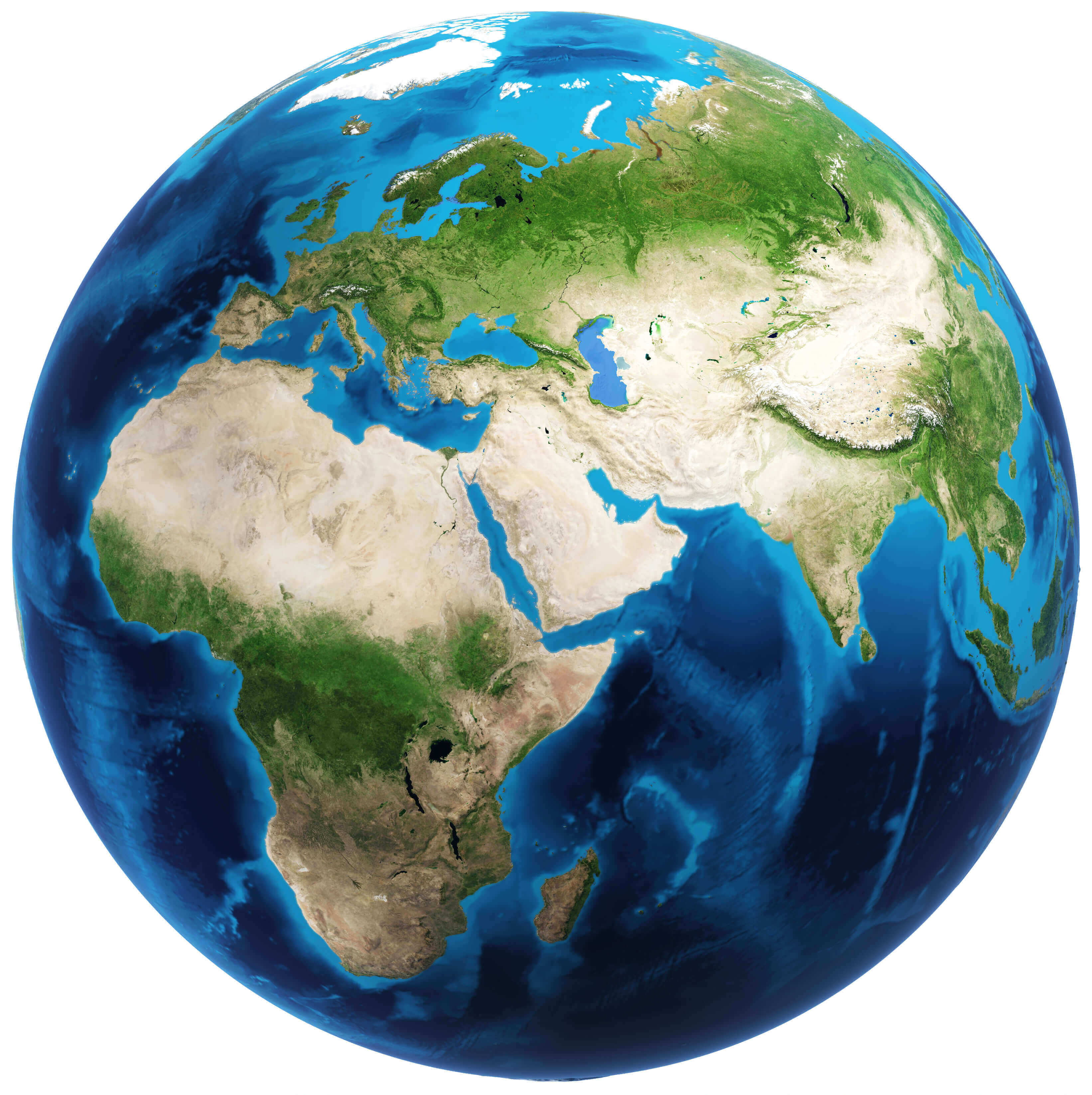 Carte de la Terre Afrique avec Europe et Asie