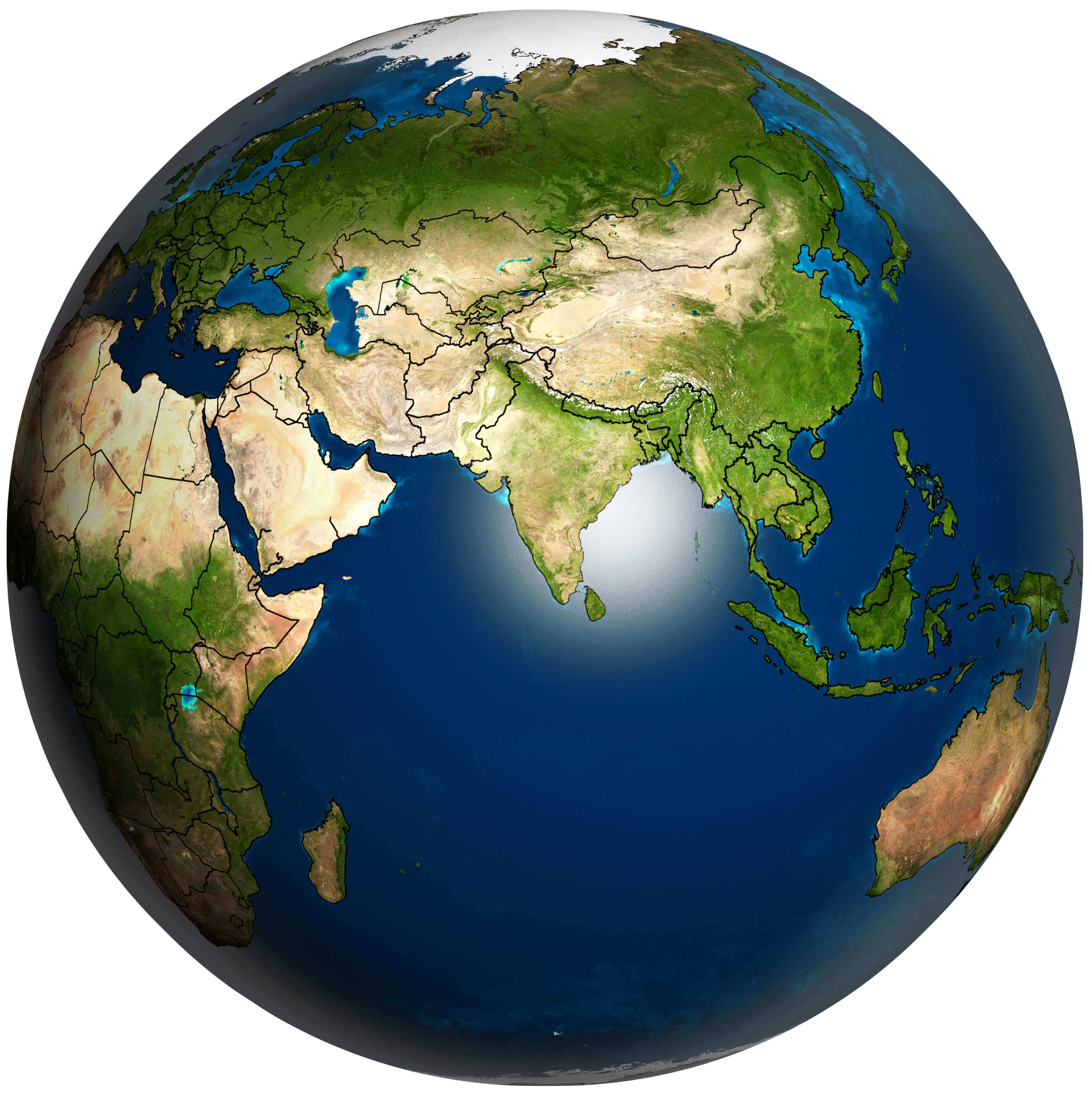 Carte de la Terre et de l'Asie