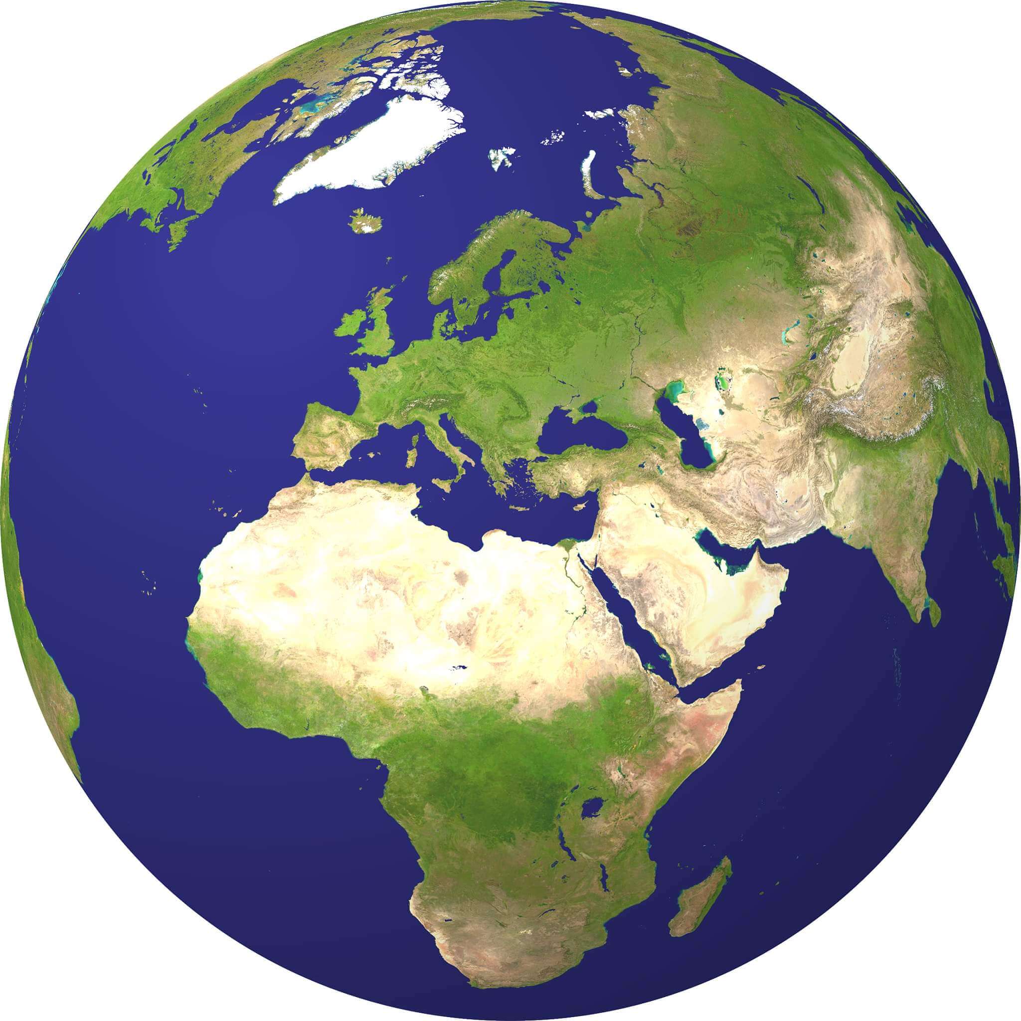 Carte satellite du Monde Europe Afrique