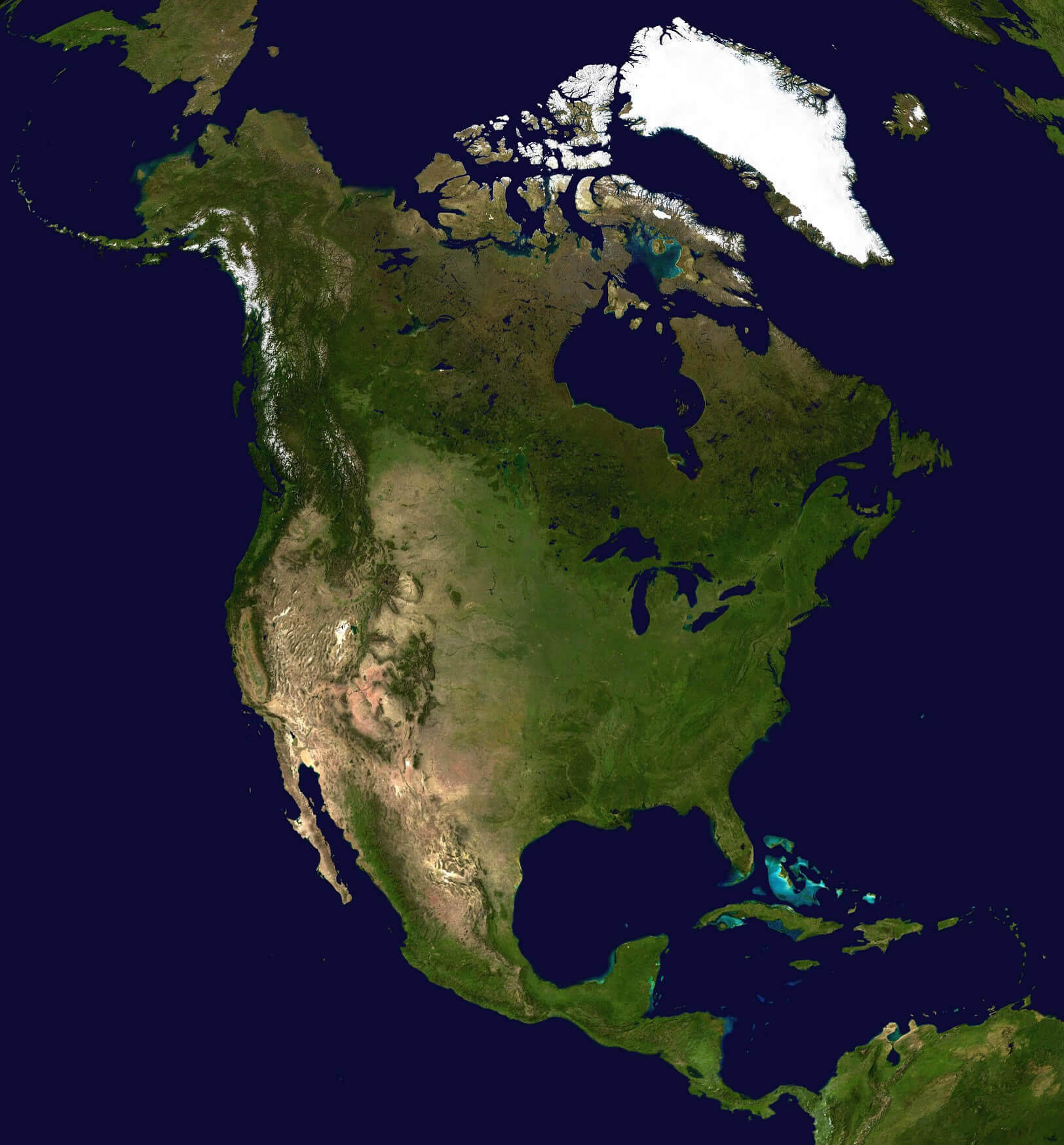 Image satellite du Monde et de l'amerique du Nord