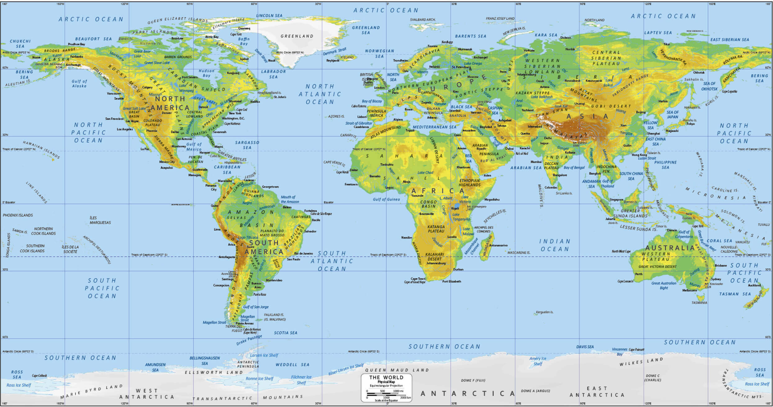 Telecharger carte du monde physique