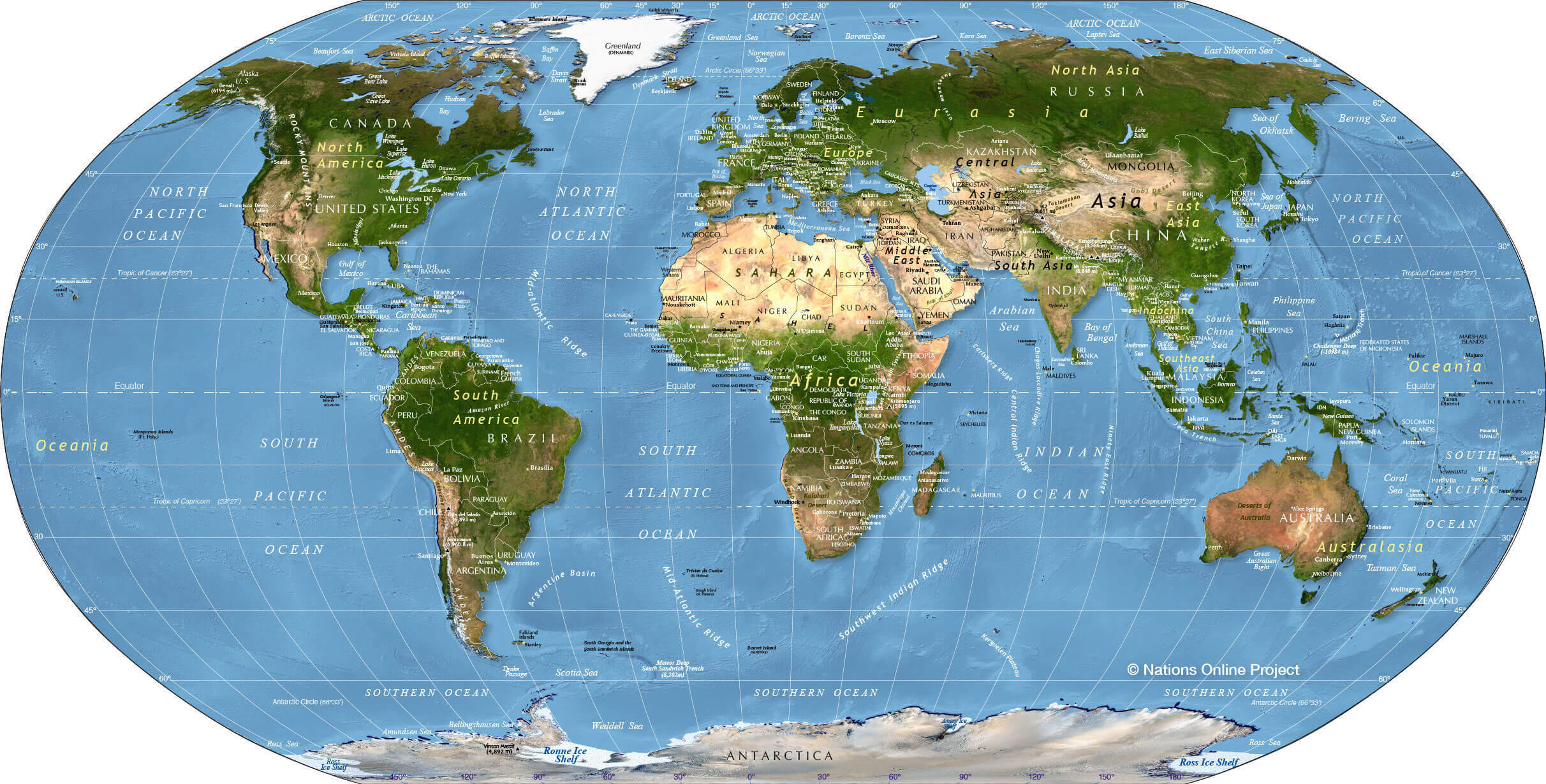 Telecharger carte physique du monde avec latitude et longitude