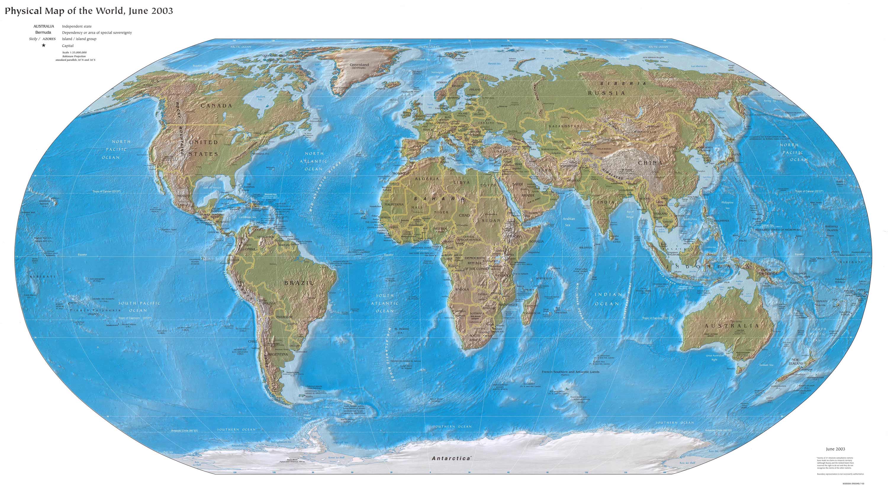 Telecharger carte physique du monde