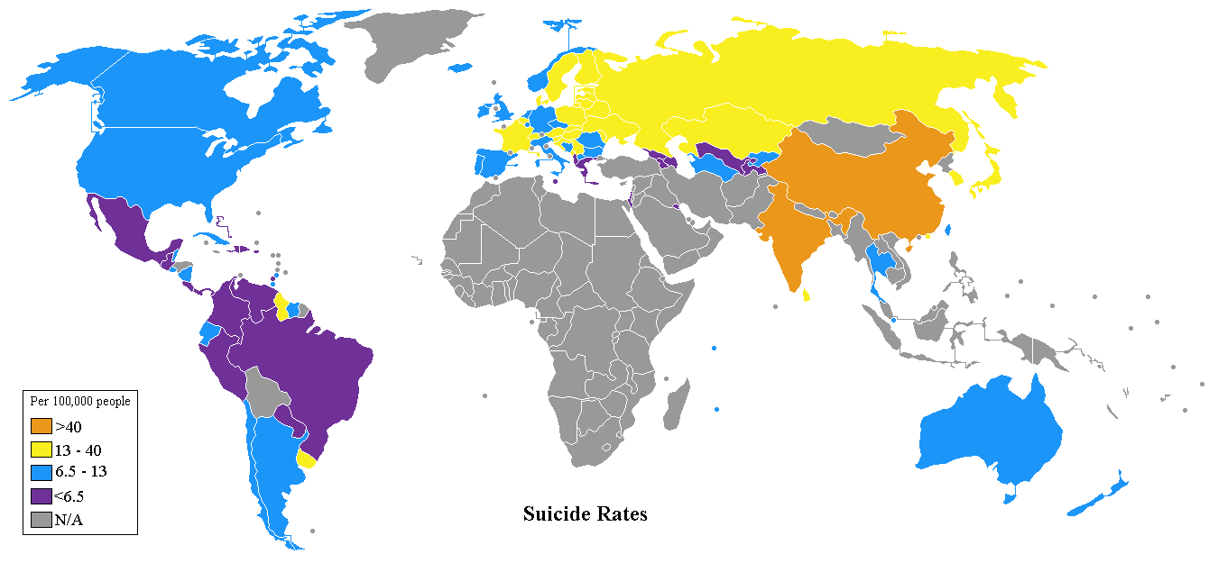 Telecharger carte taux de suicide mondia