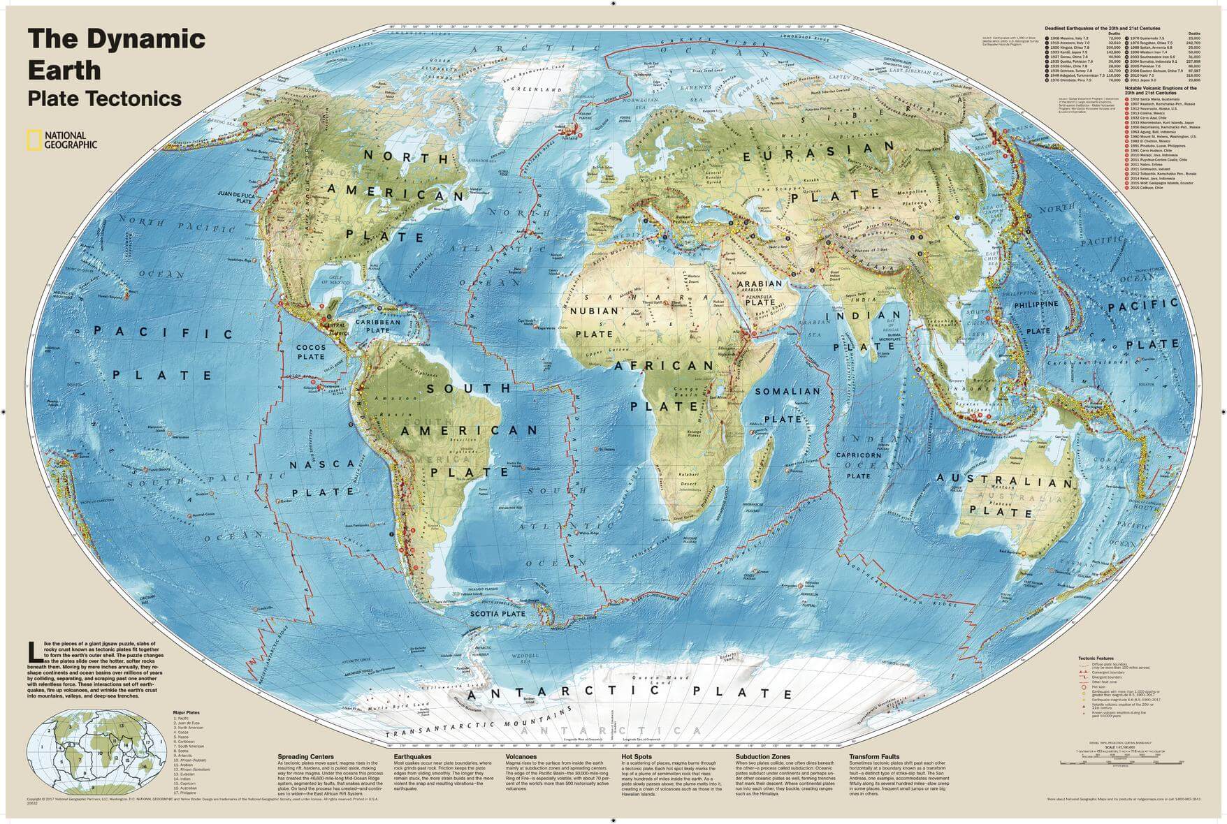Carte tectonique des plaques Terrestres dynamique