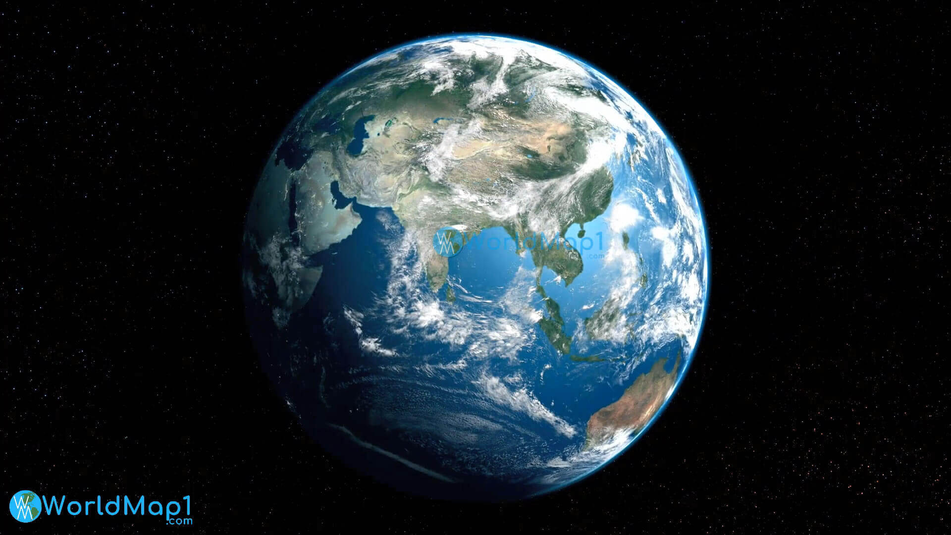 Carte Terre et Asie depuis lespace