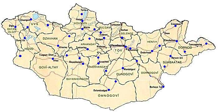 mongolie regions carte