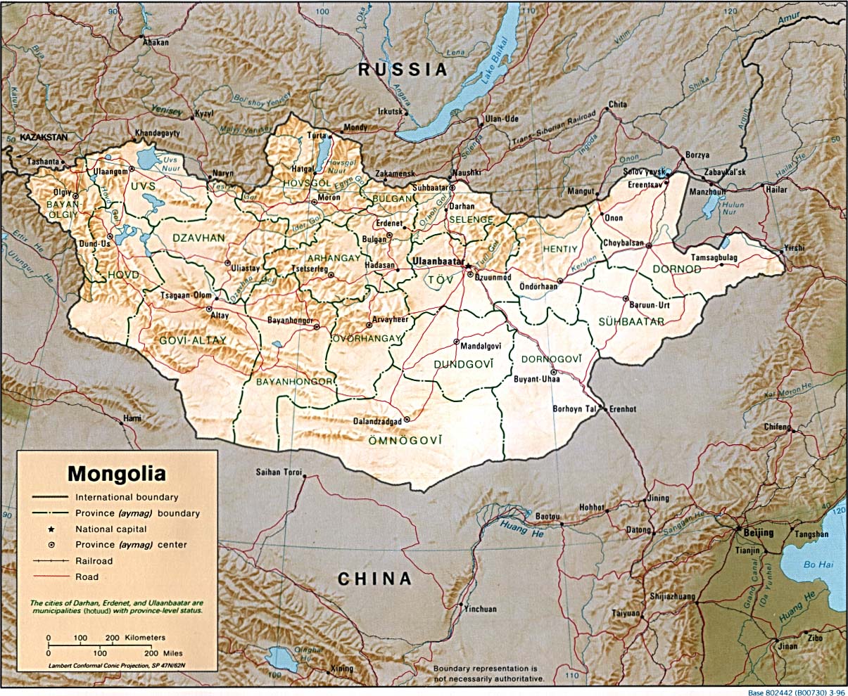 mongolie soulagement carte