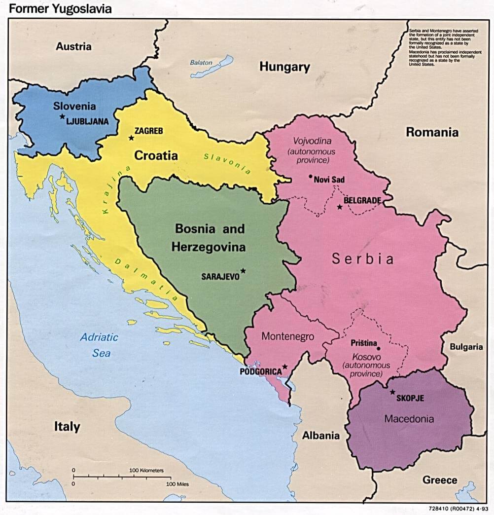 Ancien yougoslavie Montenegro carte
