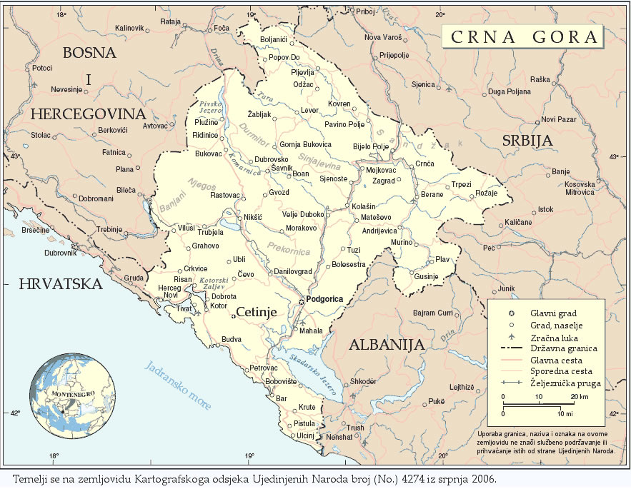 Carte de la République de Montenegro