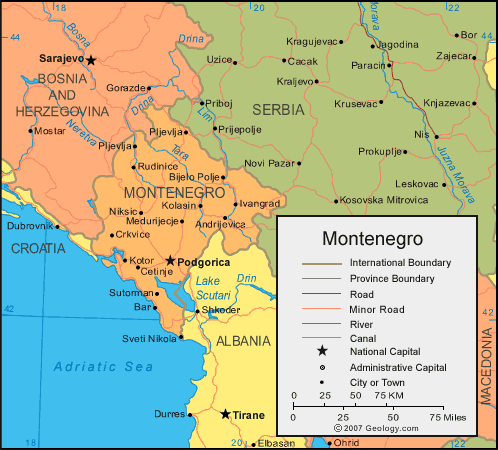 carte de Montenegro