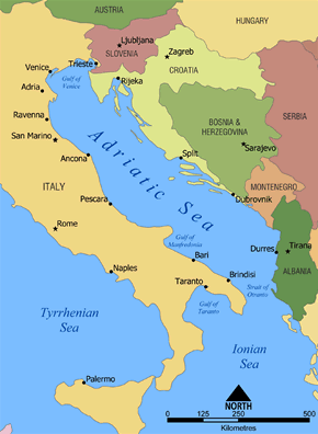 Carte Montenegro Adriatic Mer