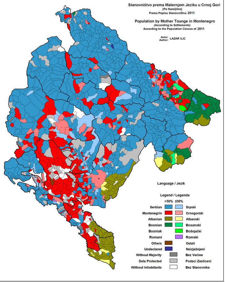 Montenegro Langue carte 2011