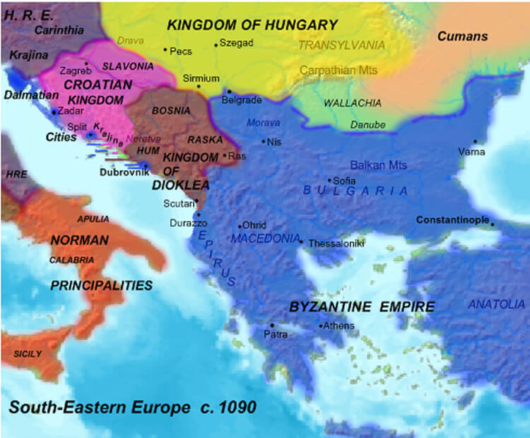 Montenegro Tôt Medieval Balkans carte