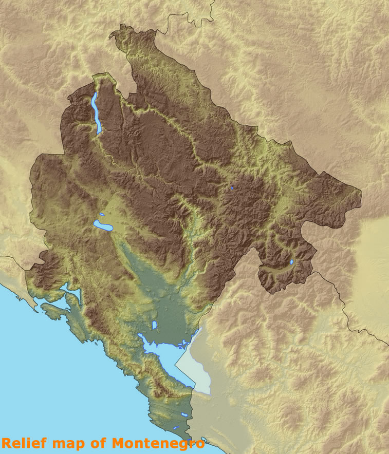 Relief carte de Montenegro