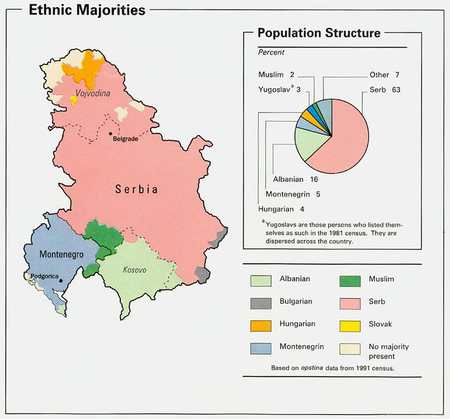 serbie montenegro ethnique carte 1993