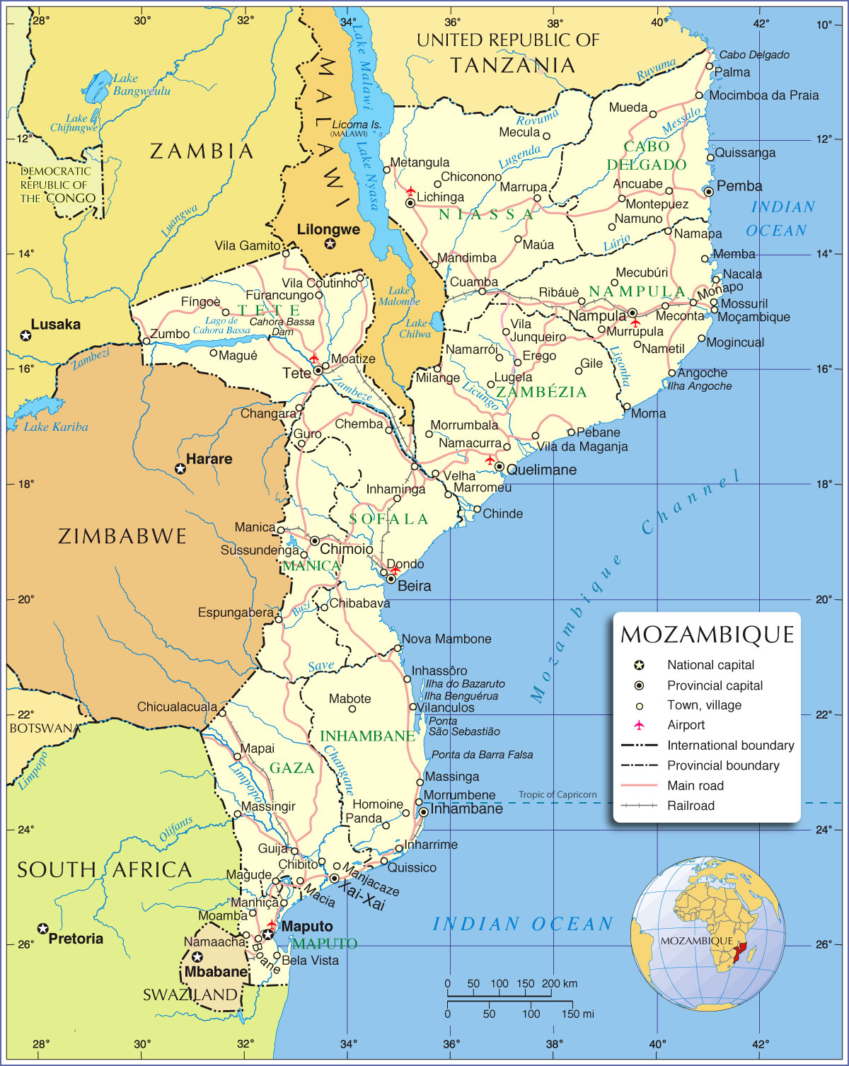 mozambique politique carte