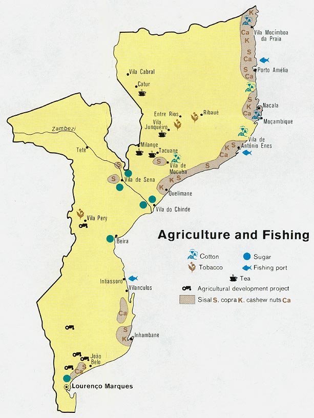 mozambique agriculture fishing carte