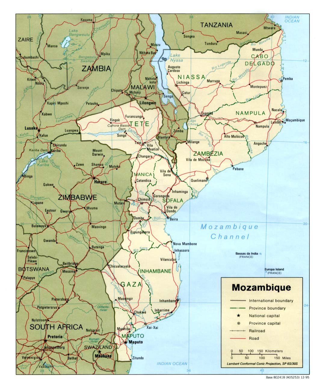 mozambique regions carte