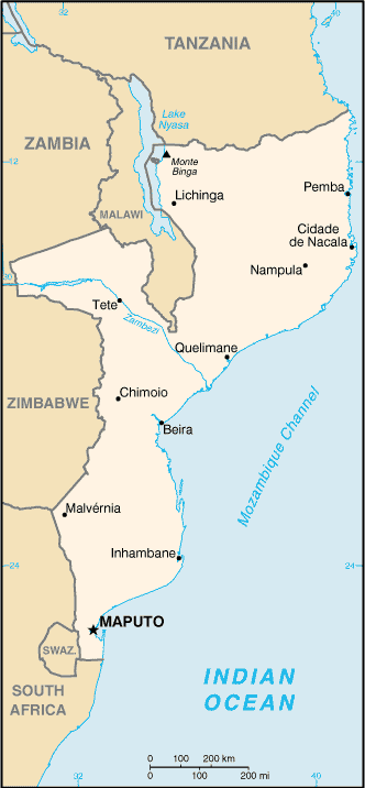 mozambique villes carte