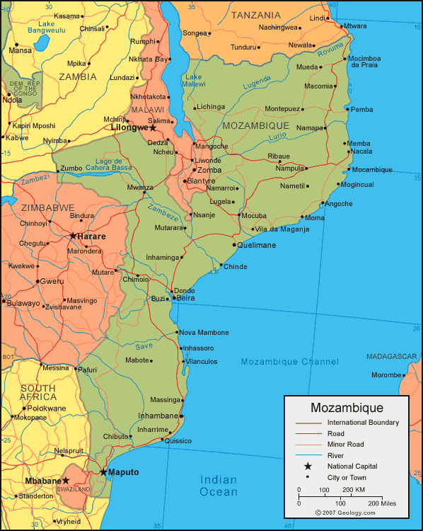 politique mozambique carte