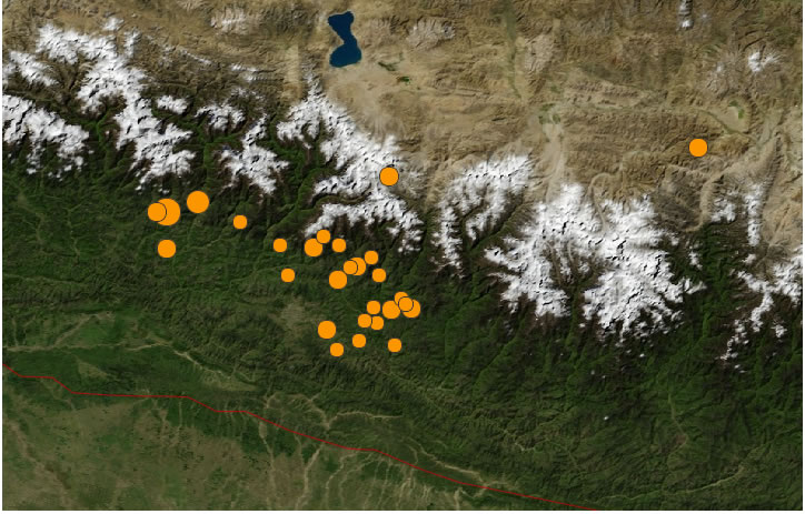 Nepal Earthquake Replique Carte 2015
