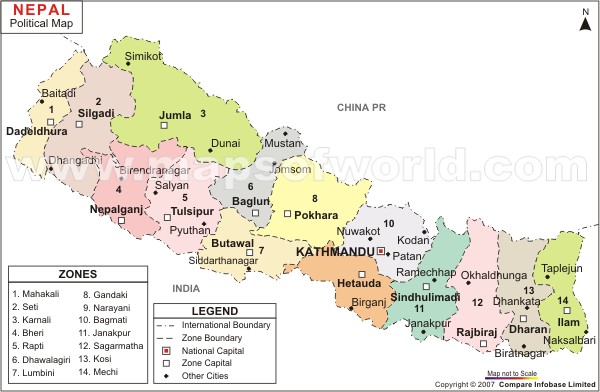 nepal politique carte
