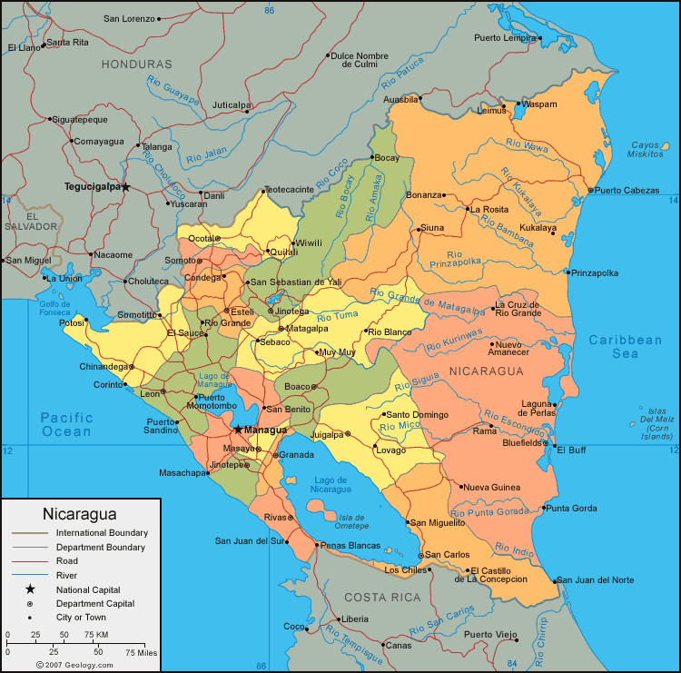 carte du Nicaragua