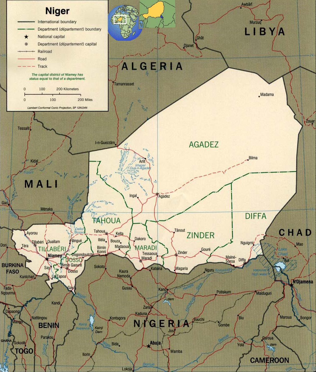 niger physique carte