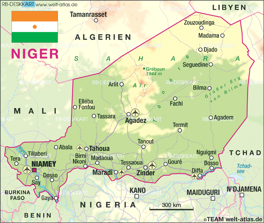 physique carte du niger