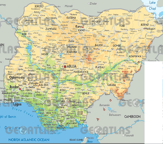 physique carte nigeria